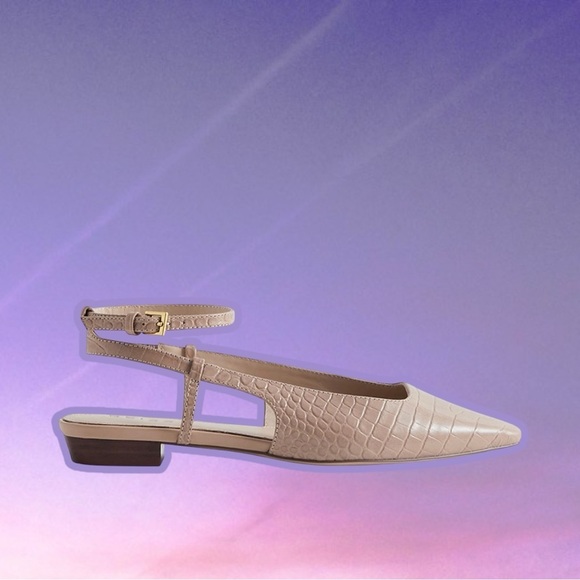 Reiss ‘Freya’ Croc-Effect Leather Ballet Flats in “Nude” Size 7
